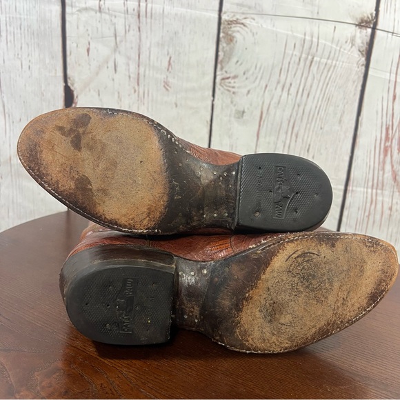 TONY LAMA EXOTIC Croc/Lizard vintage Men's Brown Western Leather Cowboy Boots 9D - Picture 15 of 17